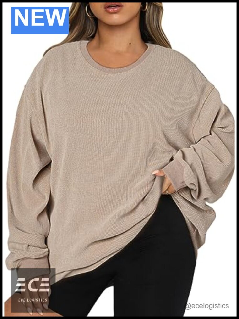 Plus Size Oversized Crew Neck Long Sleeve Sweatshirt